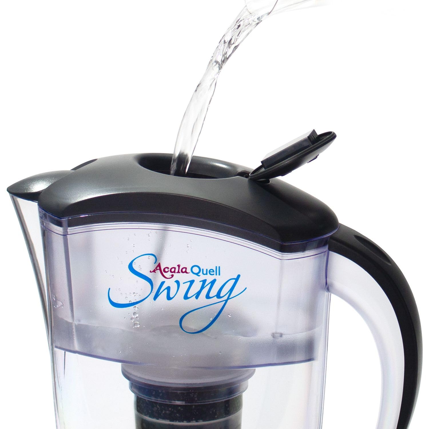 Wasserfilter AcalaQuell® Swing | Anthrazit | Aktivkohle Wasserfilter | Höchste Filterleistung - mehrschichtig | BPA u. BPB frei | ReNaWa® - Technology | Kreiert köstliches, wohltuendes Wasser