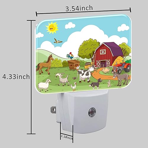 Miniatura 5 de Luz nocturna de animales de granja de dibujos animados para niños, niñas, niños, lindos animales de granja, luz nocturna LED enchufable a la pared