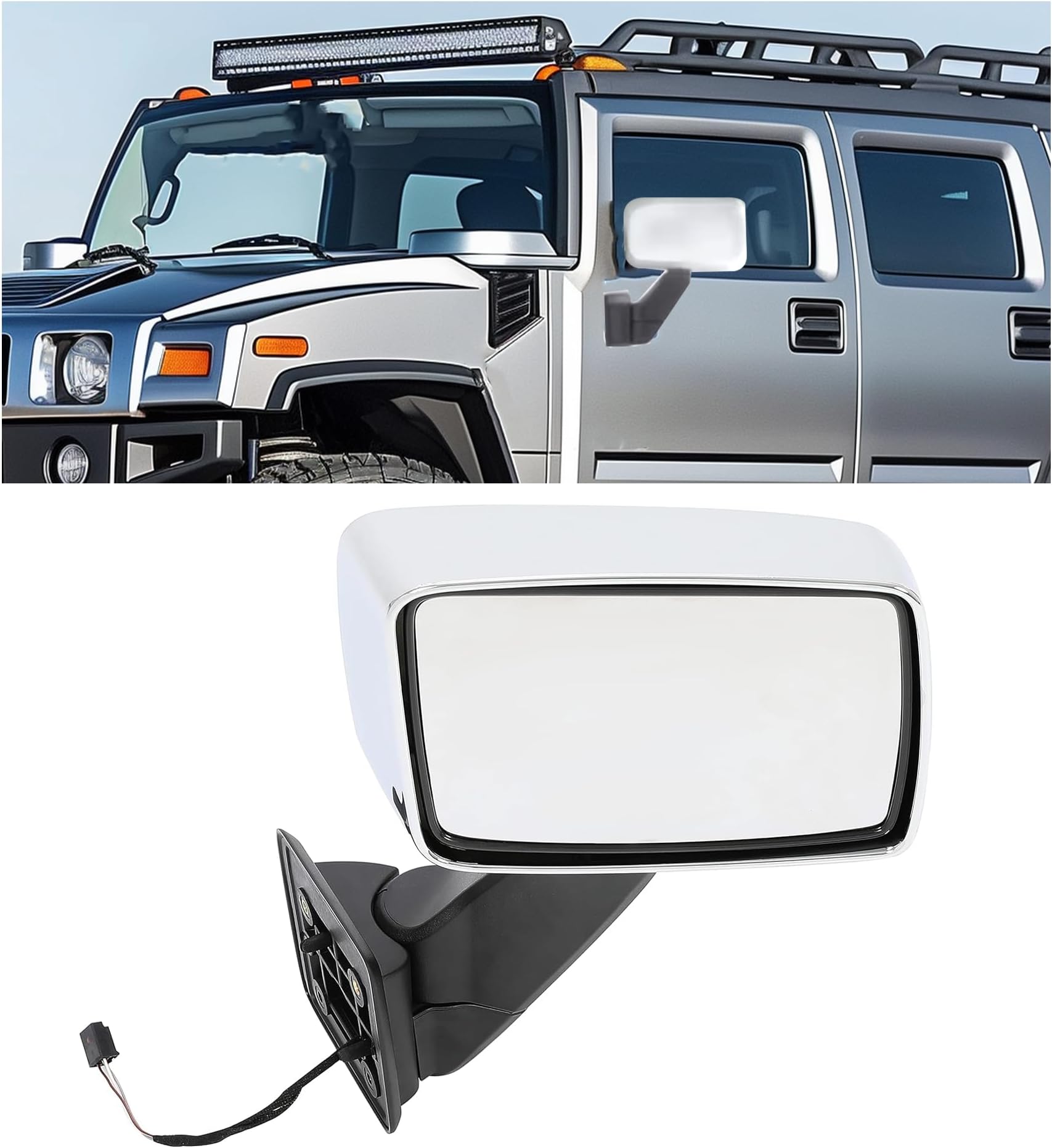 HECASA Power Mirror Right Compatible with 2006-2010 Hummer H3 2009-2010 Hummer H3T Power Side Mirror Towing Mirror Replacement for 20836086 Silvery+Black (Passenger Side)