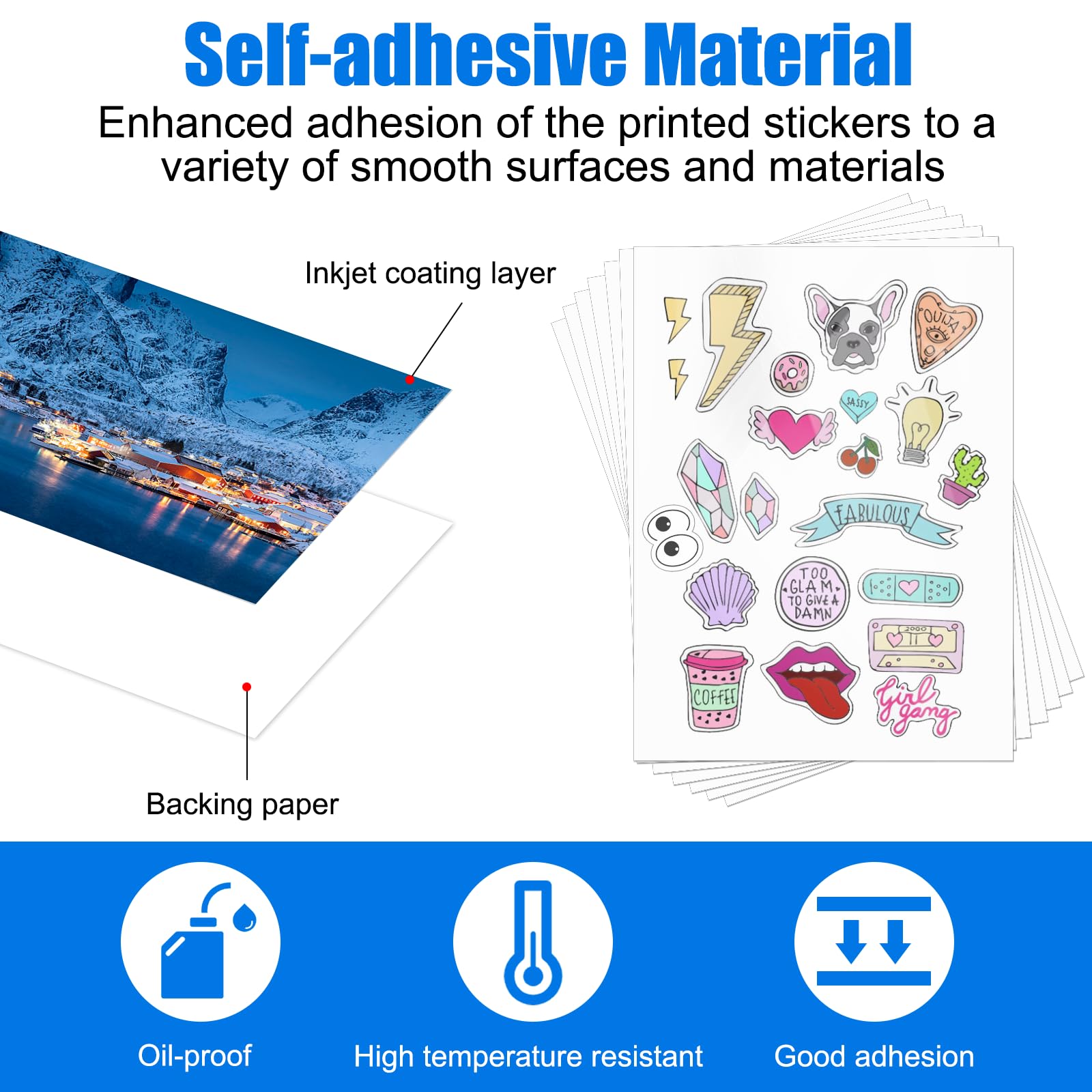 Klebeetiketten Zum Bedrucken 30 Stk Bedruckbare Klebefolie Transparent A4  Selbstklebende Folien Sticker Papier Zum Bedrucken, image size:1600x1600