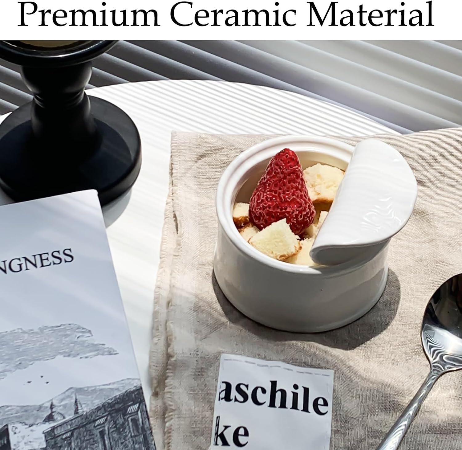 White Porcelain Can-Shaped Bowls with Lids, Serving Bowls for Sauce, Desserts, and Condiments, Ideal for Home, Restaurant, and Hotel
