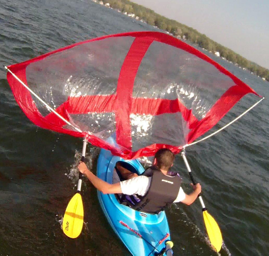 Sailskating LLC Downwind Super Kayak Sail Kit (Red) - Compact, Portable, Easy Set up and Deploys Quickly. Start Sailing This season!