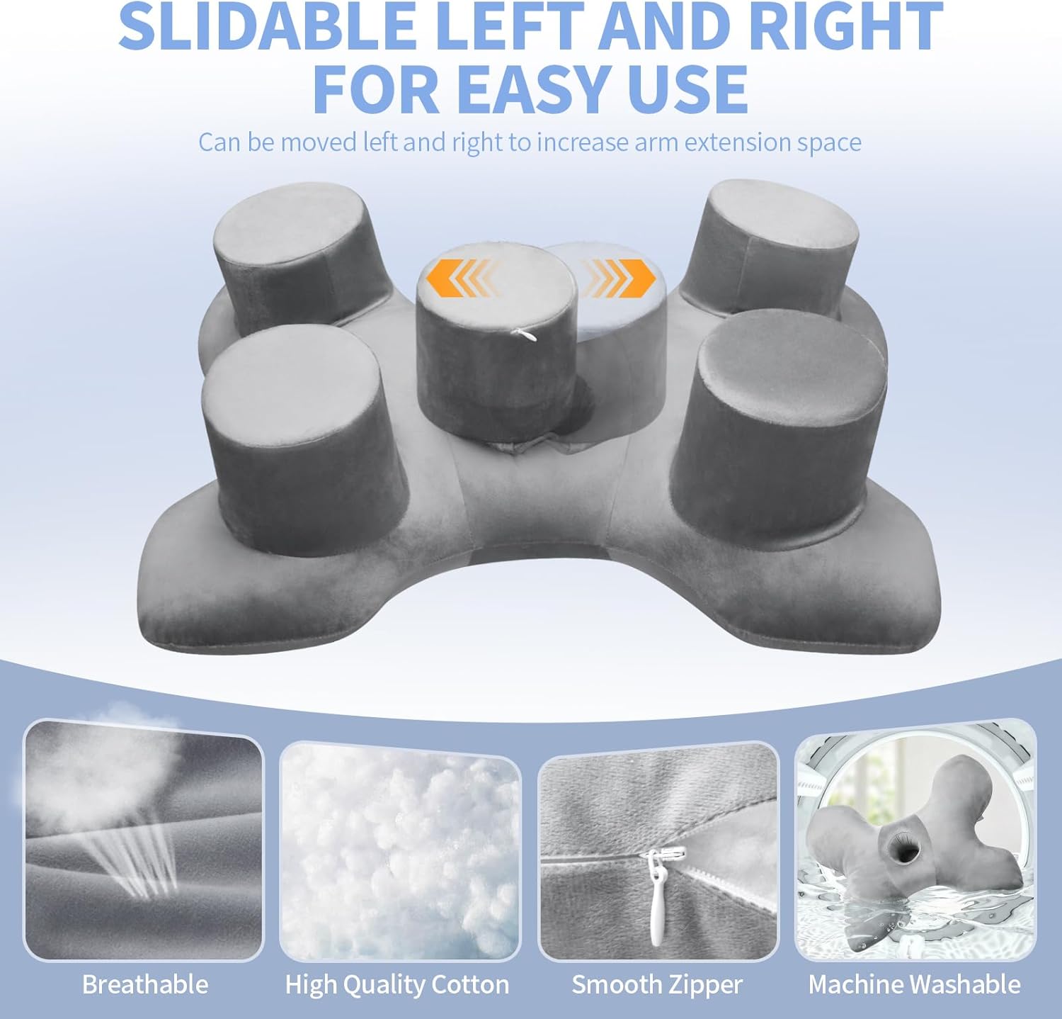 Side Sleeper Pillow for Shoulder Pain and Ear Piercing Pillow, Ergonomic Cotton Orthopedic Pillow for Neck Pain Relief, Pressure Release for Pierced Ears & Rotator Cuff, ldeal for Side Sleepers (Gray)