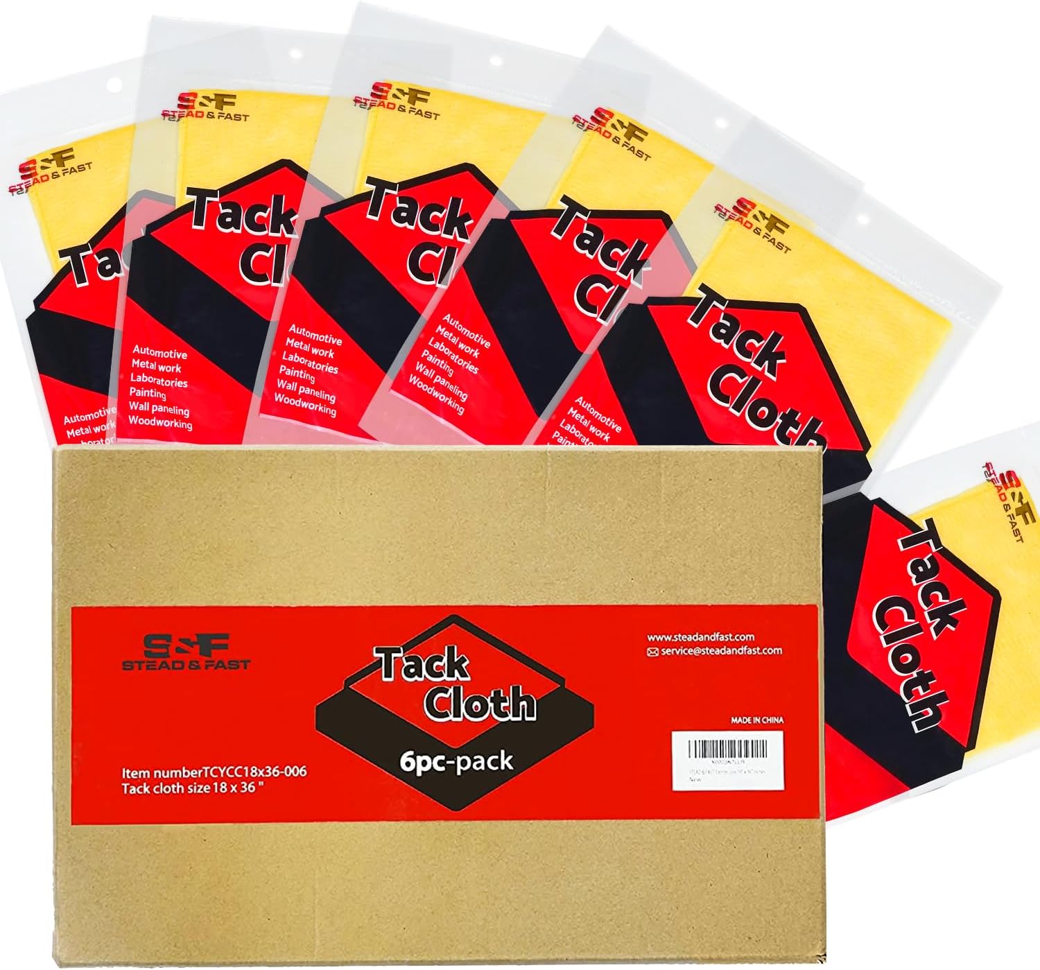 S&F STEAD & FAST Painters Tack Cloth for Woodworking, Painting, Sticky, Anti-Static Tack Rags for Automotive, Sanding, Cleaning, Dusting, Staining, Wax and Silicone Free, 18 x 36 Inches Dust Cloths | For Woodworking & Painting, Sticky & Anti-Static, For Automotive & Sanding, Wax and Silicone Free, Dust Cloths