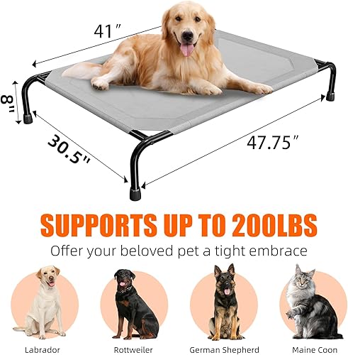 Miniatura 7 de Simple Trending Cama elevada para perros grandes, catre para perros XL impermeable, cama elevada para mascotas de enfriamiento al aire libre, carga