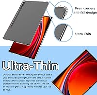Vista 5 de Miimall Funda transparente compatible con Samsung Galaxy Tab S9/10 Plus, ultrafina, ligera, resistente a los arañazos y a los golpes, no amarillea