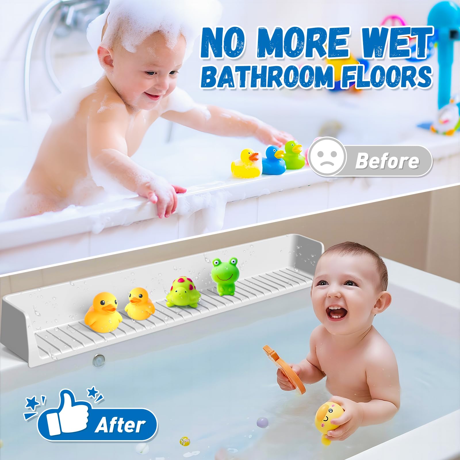 Funny Old Man Mensola da gioco in silicone per vasca da bagno per bambini, vassoio per giocattoli con 11 ventose, mantiene la zona del bagno asciutta per vasca, organizer per accessori da bagno per
