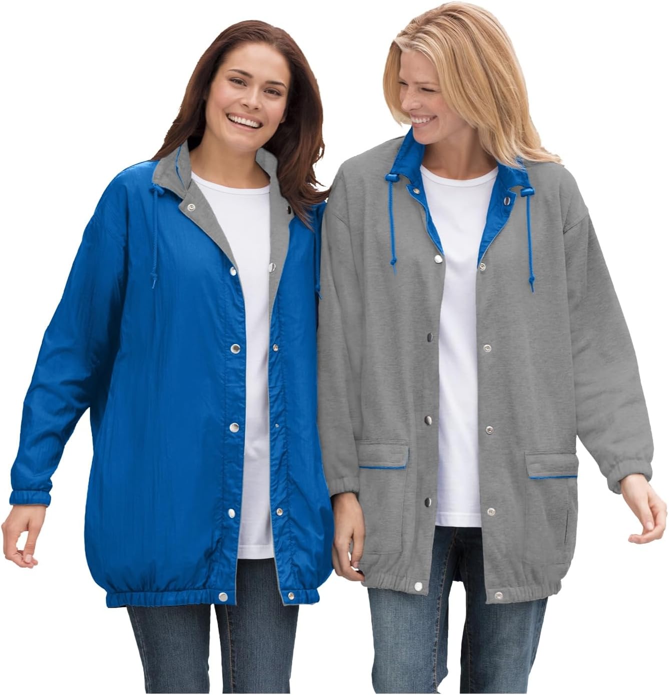 Woman Within Plus Size Fleece Nylon Reversible Jacket