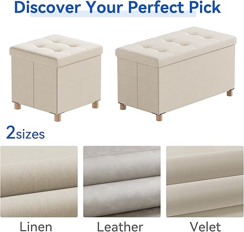 Miniatura 127 de BRIAN & DANY Otomana pequeña con almacenamiento, taburete de pie, cubo de almacenamiento otomano, reposapiés para sofá con patas, color marrón, 15 x