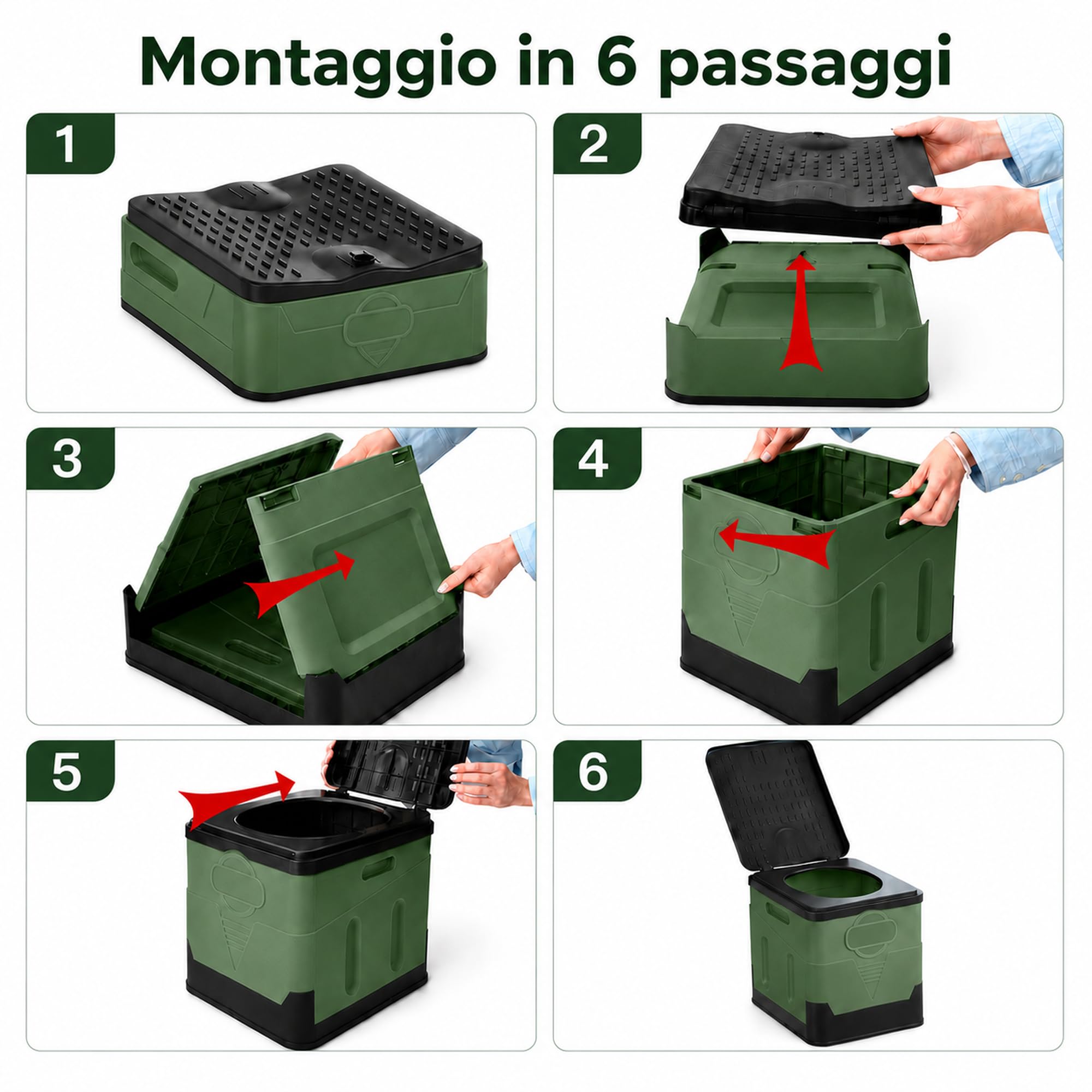 WC Portatile – 25L Capiente, Supporta Fino a 150KG – Water Portatile Adulti con 24 Sacchetti Igienici, Borsa per Il Trasporto & Cuscino, per Camper, Escursionismo & Emergenze
