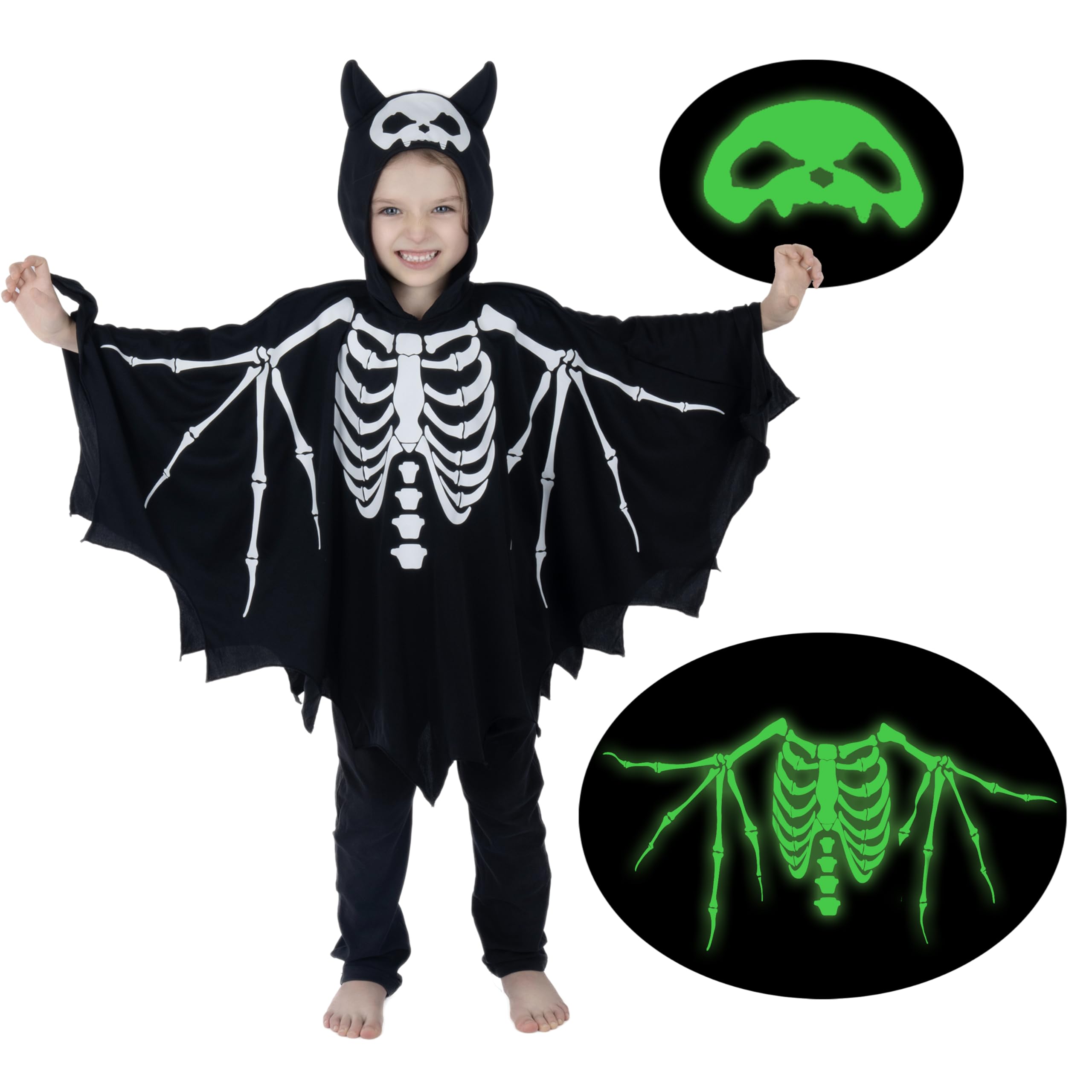 Sincere Party Costume da Scheletro per Bambini Costumi di Halloween da Scheletro Che Si Illuminano al Buio per Ragazzi e Ragazze