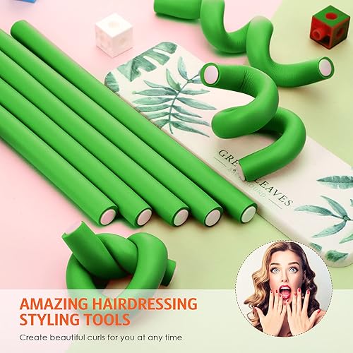 Miniatura 5 de Juego de 60 varillas flexibles para rizar el cabello, rodillos flexibles, rulos flexibles, sin calor, varillas flexibles para cabello largo y corto,