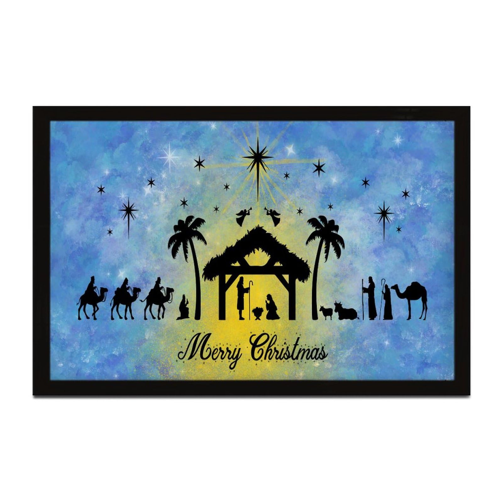 Cadeau religieux pour panneaux chretiens avec cadre en bois de Noel 20 cm