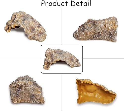 Miniatura 2 de Reptile Rock Reptil Ocultar Cueva Escondite Terrario Habitat Decoración Adorno Refugio Refugio para Serpiente, Geckos, Lagartos, Tortuga, Ranas,