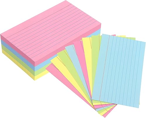 Tarjetas de índice rayadas, tarjetas de índice de color pastel, tarjetas de notas para estudio, tarjetas de notas para el hogar y la oficina, 3 x 5
