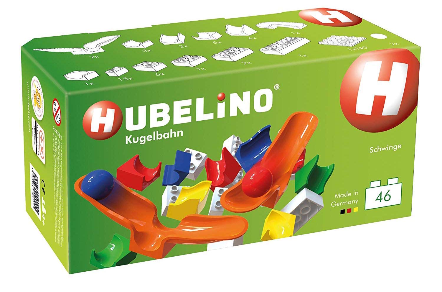 HUBELINO Marble Run - 44-Piece Cradle Chute Expansion Set - The Original! Made in Germany! - Certified and Award-Winning Marble Run - 100% Compatible with Duplo