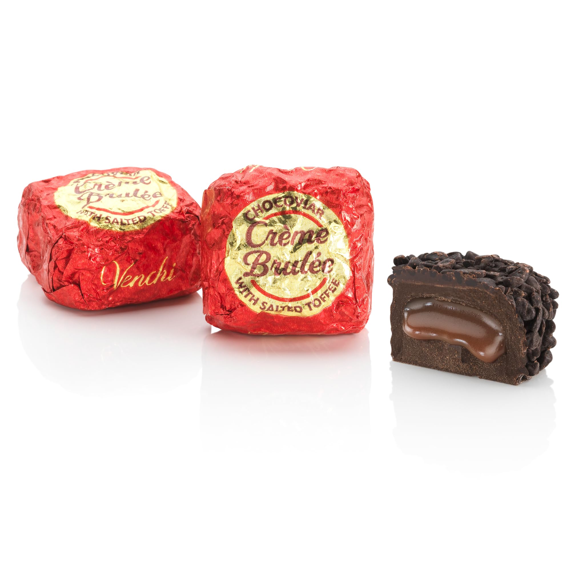 Chocoviar Crème Brulée Chocolates, Extra Dark Chocolate with Caramel Flavor, Chocolate Candy Bulk, Gluten Free, 2.2 lb Bag