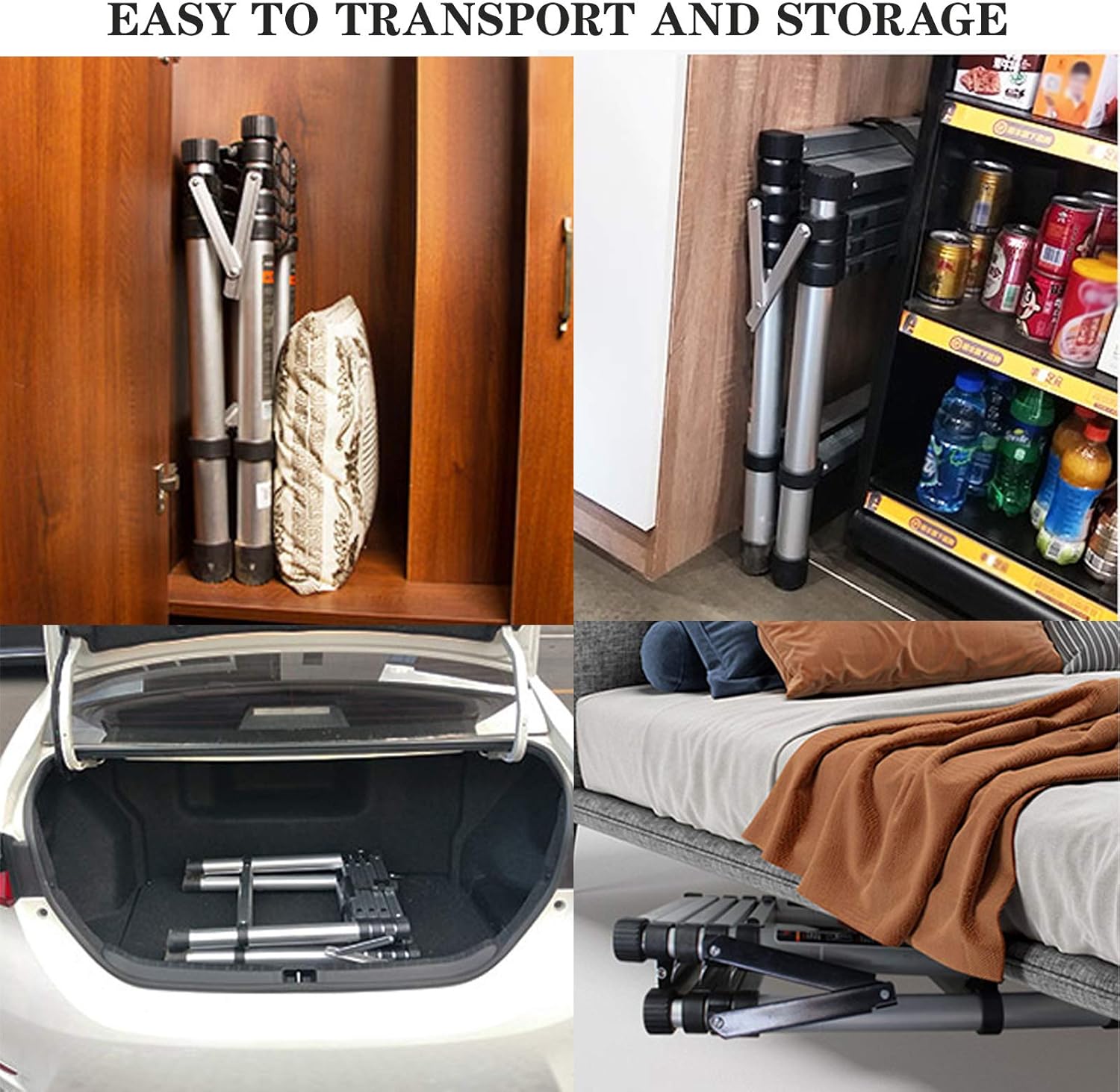 4+5 Tread Telescopic Folding Step Ladder Heavy Duty Aluminum Anti-Slip Wide Pedal Max Load 330lbs Multi-Purpose Lightweight Extension Stepladder Portable for Indoor Outdoor