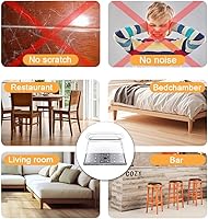 Vista 4 de 32 piezas de protectores de suelo para patas de silla rectangulares para madera dura - Almohadillas de silicona y fieltro para muebles, cubiertas