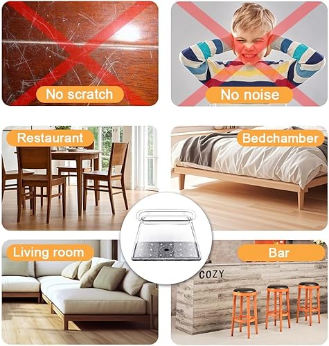 Miniatura 4 de 32 protectores rectangulares para patas de silla para madera dura, almohadillas de fieltro de silicona, fundas reductoras de arañazos y ruido,