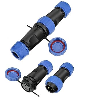 2 Pairs Aviation Connectors IP68 Industrial Waterproof Connector, SP21 2 Pin Male Plug Female Socket Circular Cable Wire Connector in-Line Industrial Connector 2 Pin