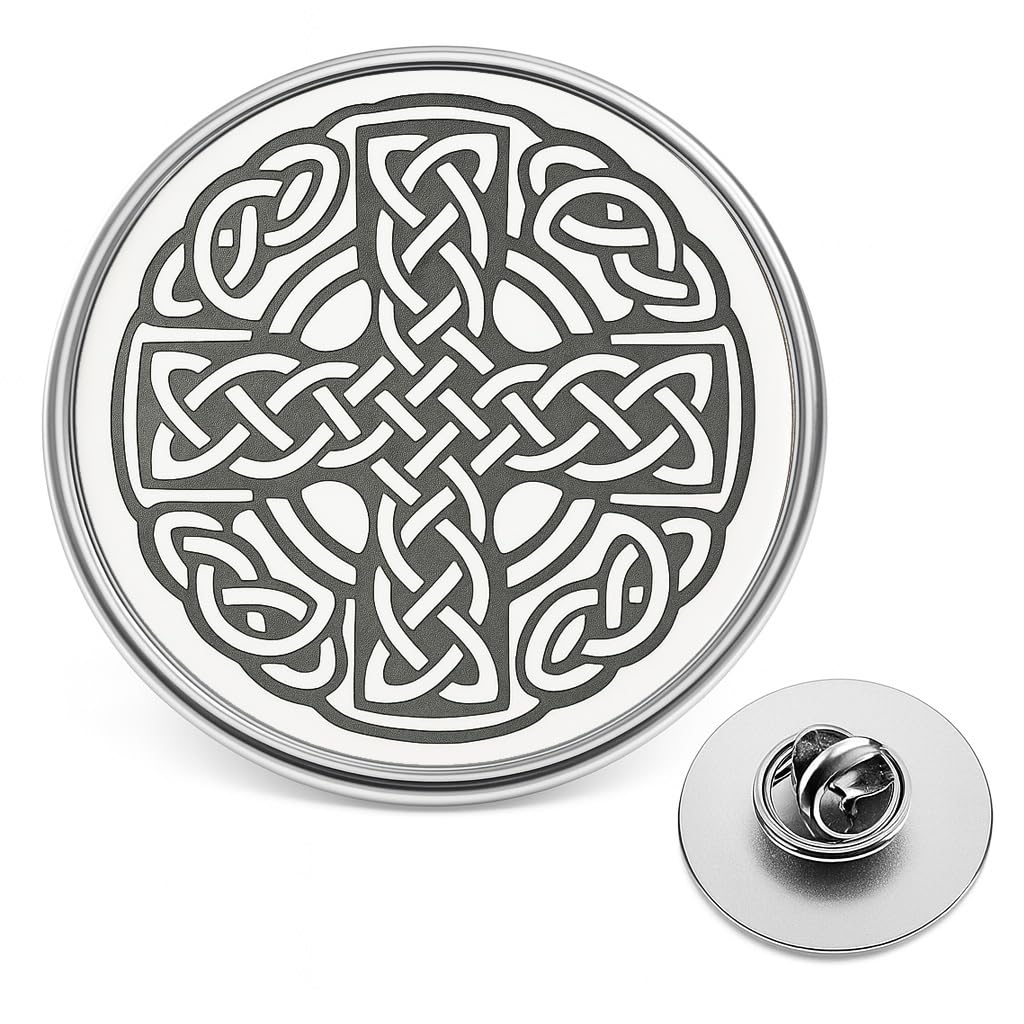 Scottish Lapel Pin Badge – Scotland Flag, Highland Cow & Funny Scottish Sayings Pins – Metal Brooch Gift Souvenir for Scots, Clan, Tartan, National Events & Scottish Pride (Celtic Cross)