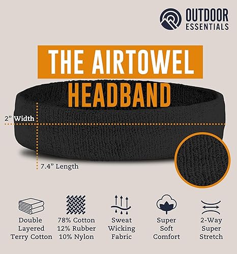 Miniatura 3 de OutdoorEssentials Bandas para el sudor y pulseras Diademas de muñeca para hombres y mujeres Multipack de diademas de tela de rizo o muñequeras