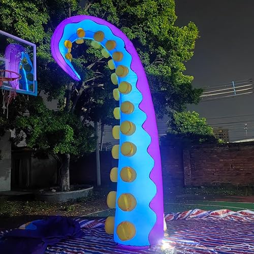 Tentáculo gigante de pulpo inflable de 14.5 pies, pierna de brazo de pulpo con soplador para Halloween, eventos al aire libre, actividades de
