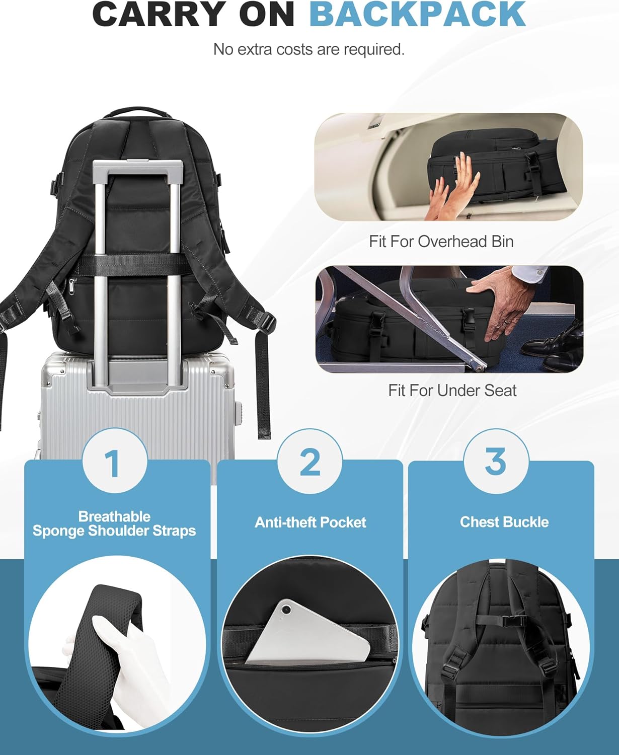 coofay Vacuum Backpack Travel with Pump Vacpack Backpack with Vacuum System Travel Compression Backpacks for Women Mochila De Viaje Carry on Luggage - Image 6