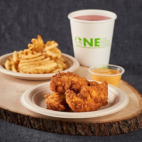 Miniatura 2 de KARAT EARTH Platos redondos de bagazo compostables sin PFAS de 7 pulgadas, natural, caja de 1,000