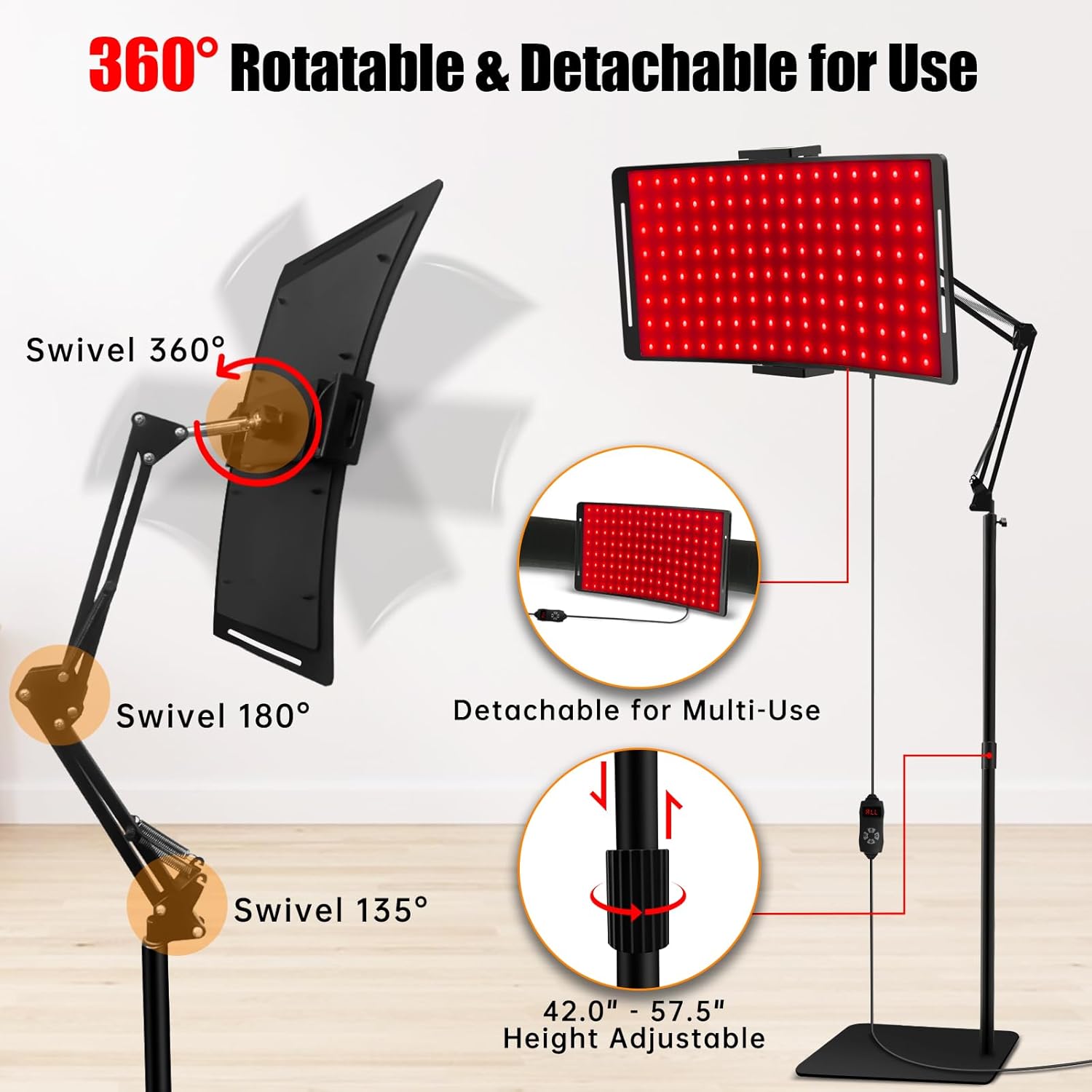 Red Light Therapy Lamp 10-in-1 with Stand & Belt, 660nm Red Light and 850nm Near Infrared, Face & Body Care Device for Skin & Muscle Recovery - Image 8