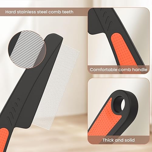 Vista 4 de Peine para la caspa, peine de dientes finos para el cuero cabelludo, peine de desintoxicación para piojos para mujeres, hombres y niños, acero