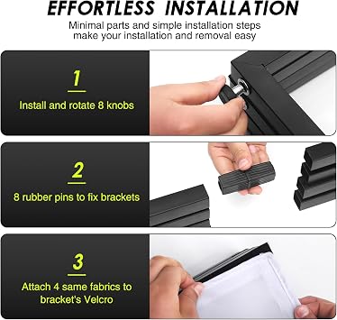 DJ Facade Booth Portable Event Cover Screen-Foldable 4 Detachable Metal Frame Light Projector Display Scrim Panel Stand with Carry Bag for Show,Party,Gathering,DJ Stand(White and Black)