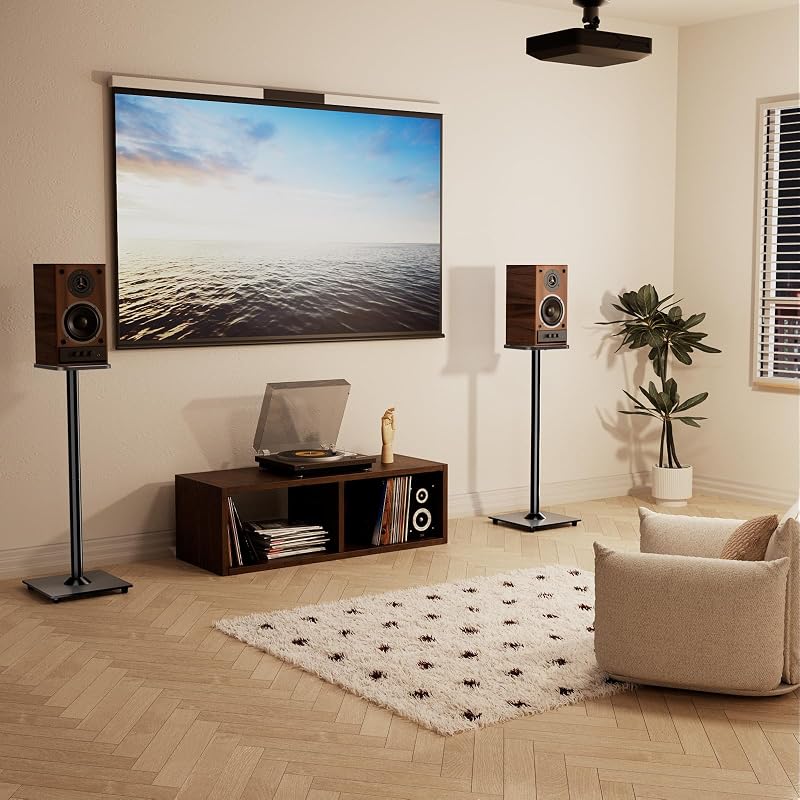 ELIVED Univerzális Hangfal Állvány 808mm Üveg Talppal Satellite és Polc Hangfalakhoz Kábel Vezetéssel Teufel JBL Sony 10kg Teherbírás 1 Pár