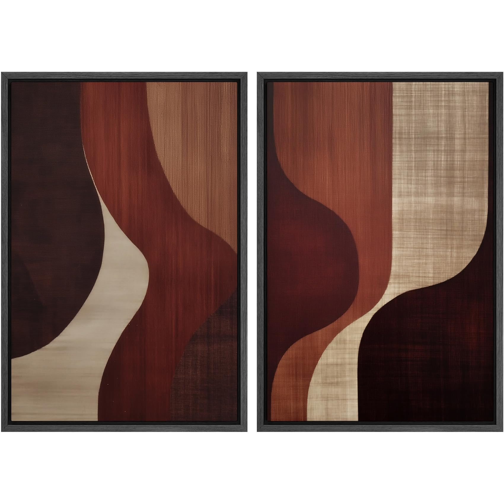 SIGNWIN Framed Canvas Print Wall Art Abstract Wave Pattern Modern Art Minimalist Neutral Decor for Living Room, Bedroom, Office - 16"x24"x2 Natural — view 131