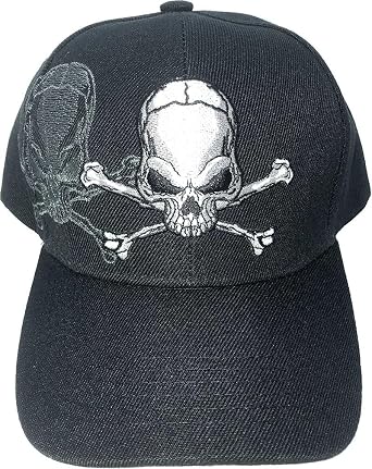 AborenCo Skull and Crossbones Cap with Shadow 3D Embroidery Baseball Cap Hat