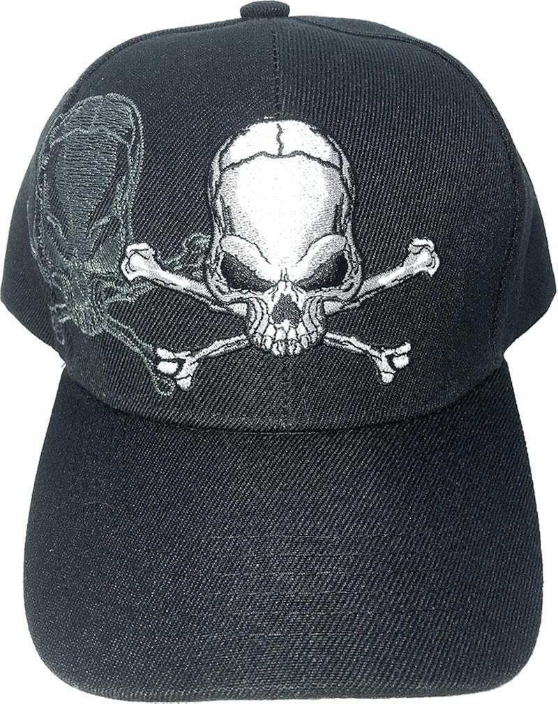 AborenCo Skull and Crossbones Cap with Shadow 3D Embroidery Baseball Cap Hat