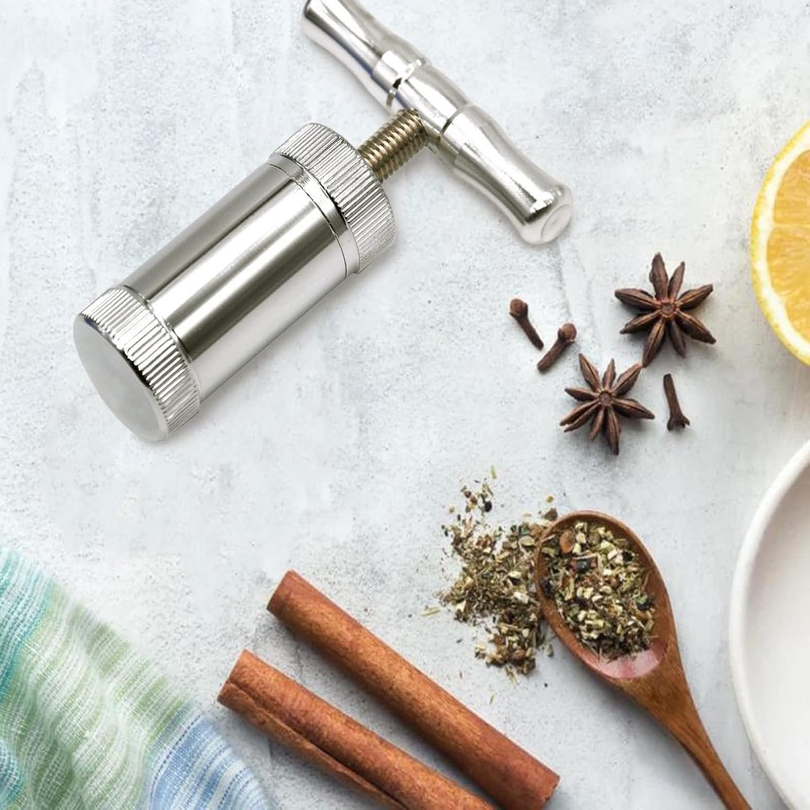 T-Griff Pollenpresse Edelstahl - Hash Presse Für Kräuter & Gewürze 64x60mm