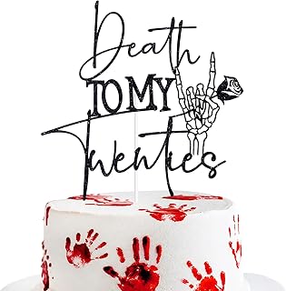 Black Glitter Death to My Twenties Cake Topper, Old English Gothic Birthday Décor, Funeral Farewell Sweet Youth Themed 30th Birthday Party Decorations Supplies