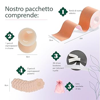 Nastro Reggiseno Autoadesivo Boob Tape - 5cm X 5m, Con Copricapezzoli | Sollevamento Senza Cuciture - Foto 2