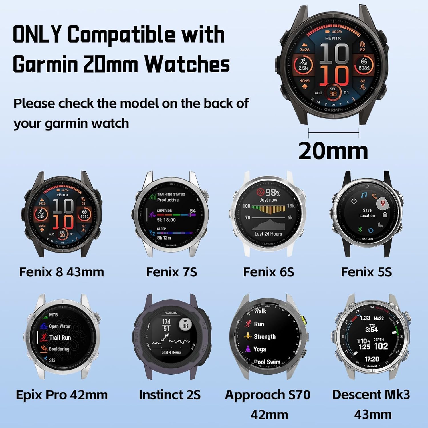 Laband QuickFit 20mm Magnetic Braided Compatible with Garmin Fenix 8 43mm Watch Band/7S/7S Pro/6S Pro/6S/5S/5S Plus/Epix Pro 42mm,Stretchy Nylon Elastic Fabric Strap for Instinct 2S/Approach S70 42mm - Image 4