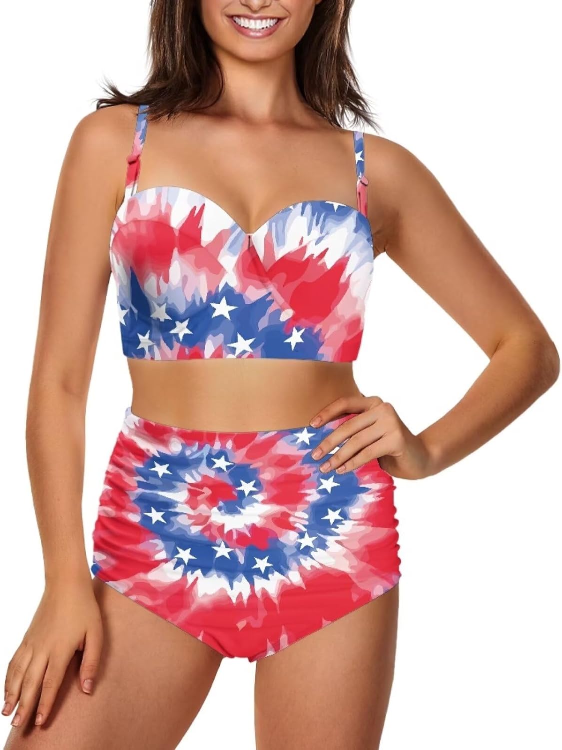 ZOUTAIRONG Women's Bikini Set Two Piece Swimsuit High Waisted V Neck Swimwear Size S-2XL Tummy Control