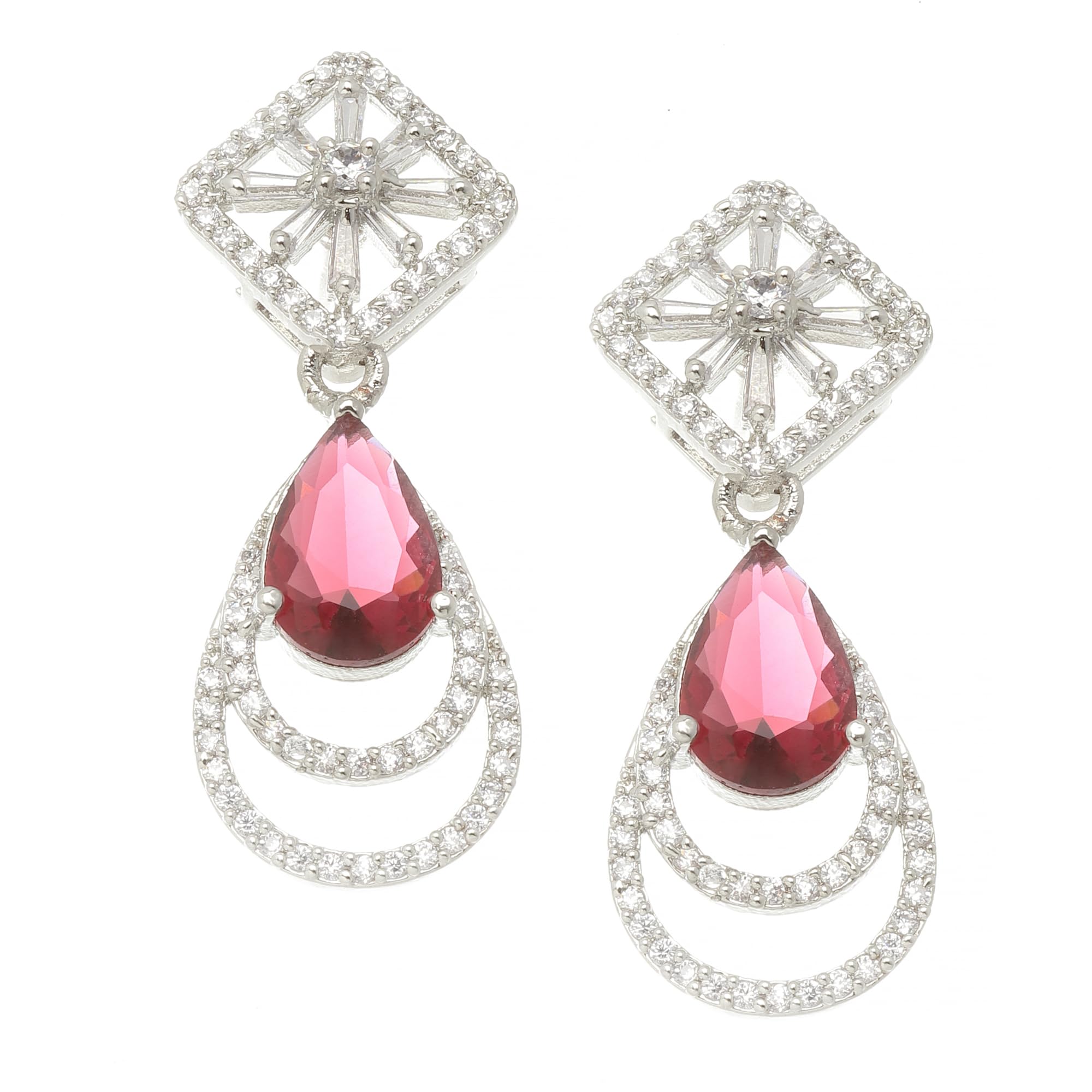See full amazon price history chart for ZENEME Rhodium-Plated American Diamond Studded Handcrafted Teardrop Layered Drop Earrings For Girls and Women (Red) ZENEME Rhodium-Plated American Diamond Studded Handcrafted Teardrop Layered Drop Earrings For Girls and Women (Red) (B0CGHJH6LC) Amazon Price History, Amazon Price Tracker