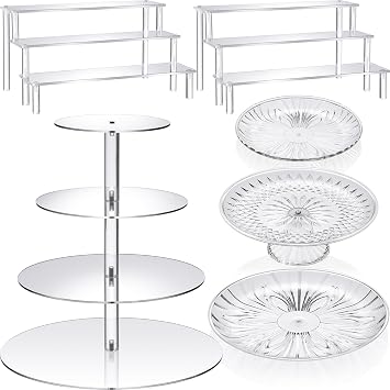 6 Pcs Acrylic Dessert Stand Set Tiered Tray Holder, Novel Style
