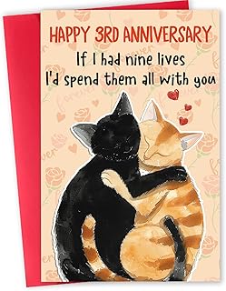 Funny 3rd Anniversary Card for Men Women, Romantic 3 Year Anniversary Card Gifts for Him Her, Cute 3rd Weeding Card for Husband Wife Boyfriend Girlfriend