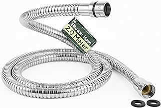 Zuvo 2m Extra Long Stainless Steel Shower Hose – Heavy-Duty High Pressure Anti-Kink Pipe with Brass Connectors & Leakproof Seals – Universal G1/2” Fit – Chrome Replacement Hose for Bathroom