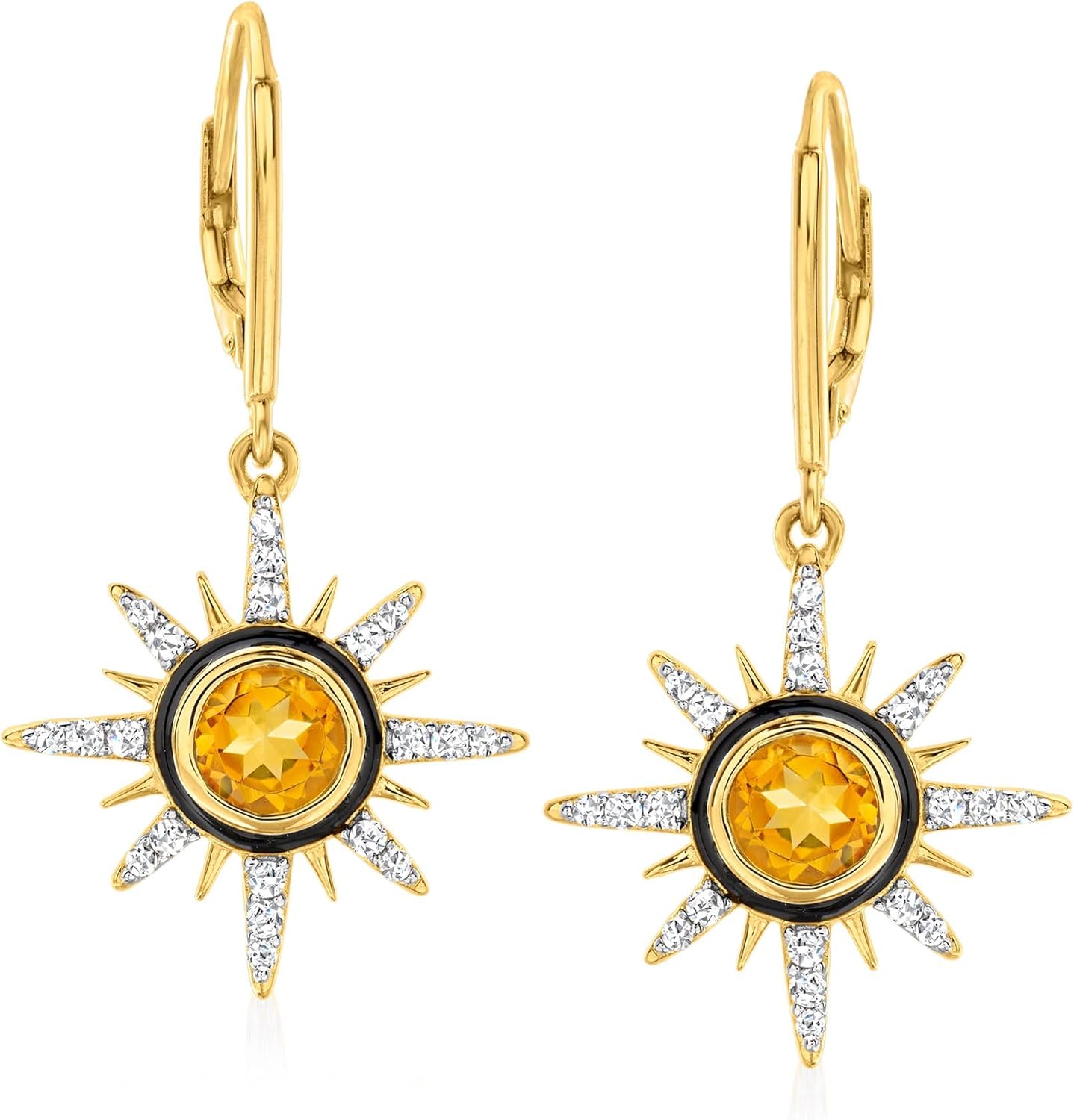 Ross-Simons 1.40 ct. t.w. Citrine and .60 ct. t.w. White Topaz Sun Drop Earrings in 18kt Gold Over Sterling
