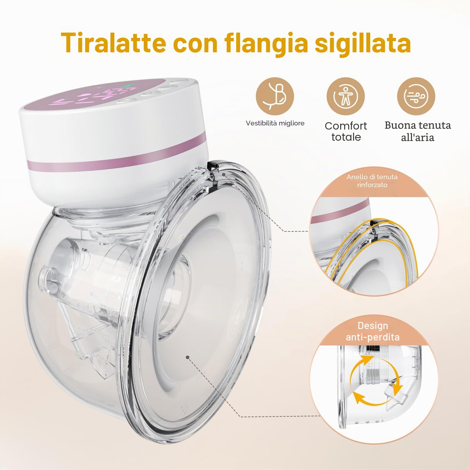 Kidken Tiralatte a mani libere, tiralatte indossabile per bocca di bambino con 5 modalità e 15 livelli, tiralatte elettrico portatile - Flangia 19/21MM (Rosa e bianco,2pcs)