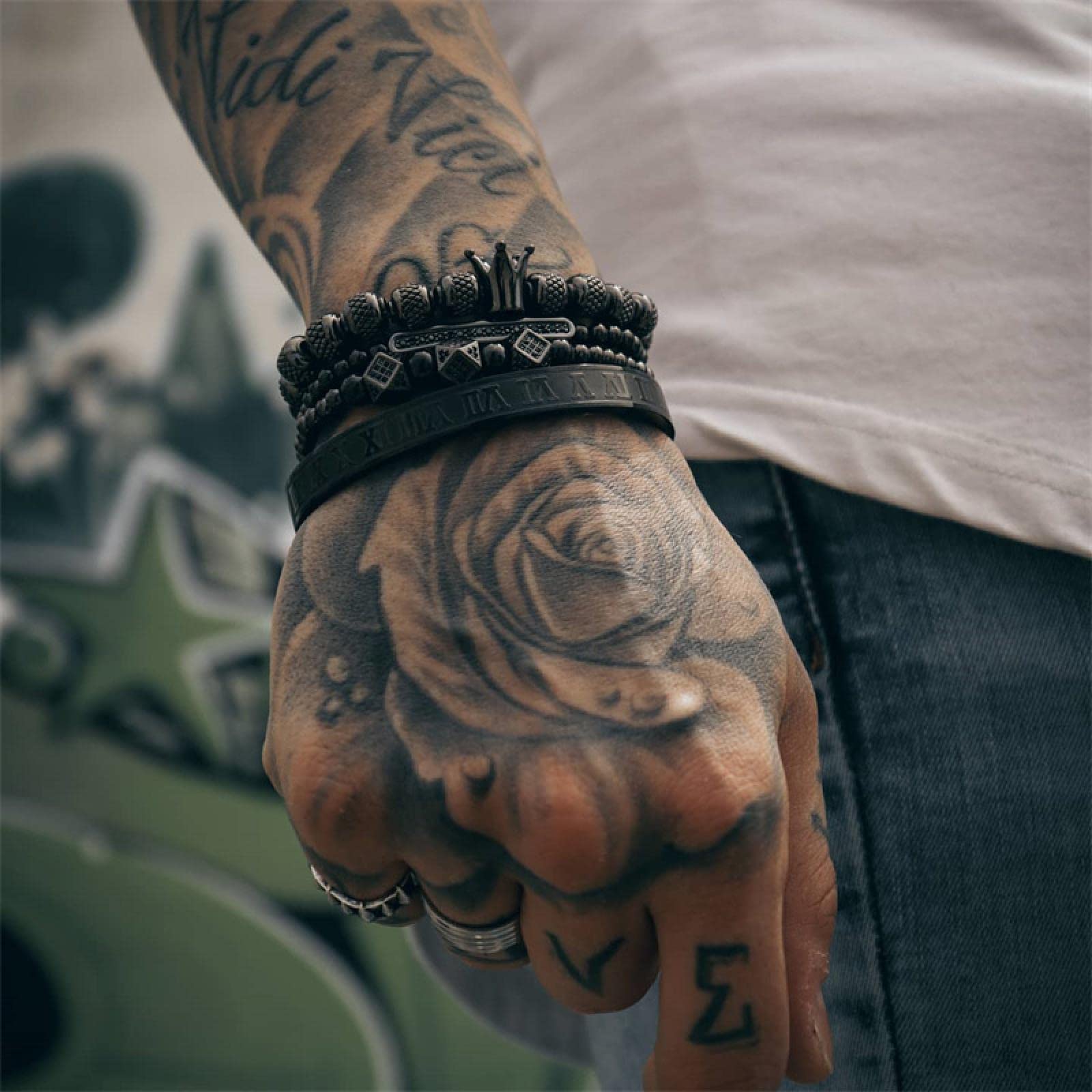 Armband Herren Armbänder Armreif Damen Männer Geschenk 4 Teile/Satz Neue Klassische Krone Lange Charme Männer Armband Geschenk