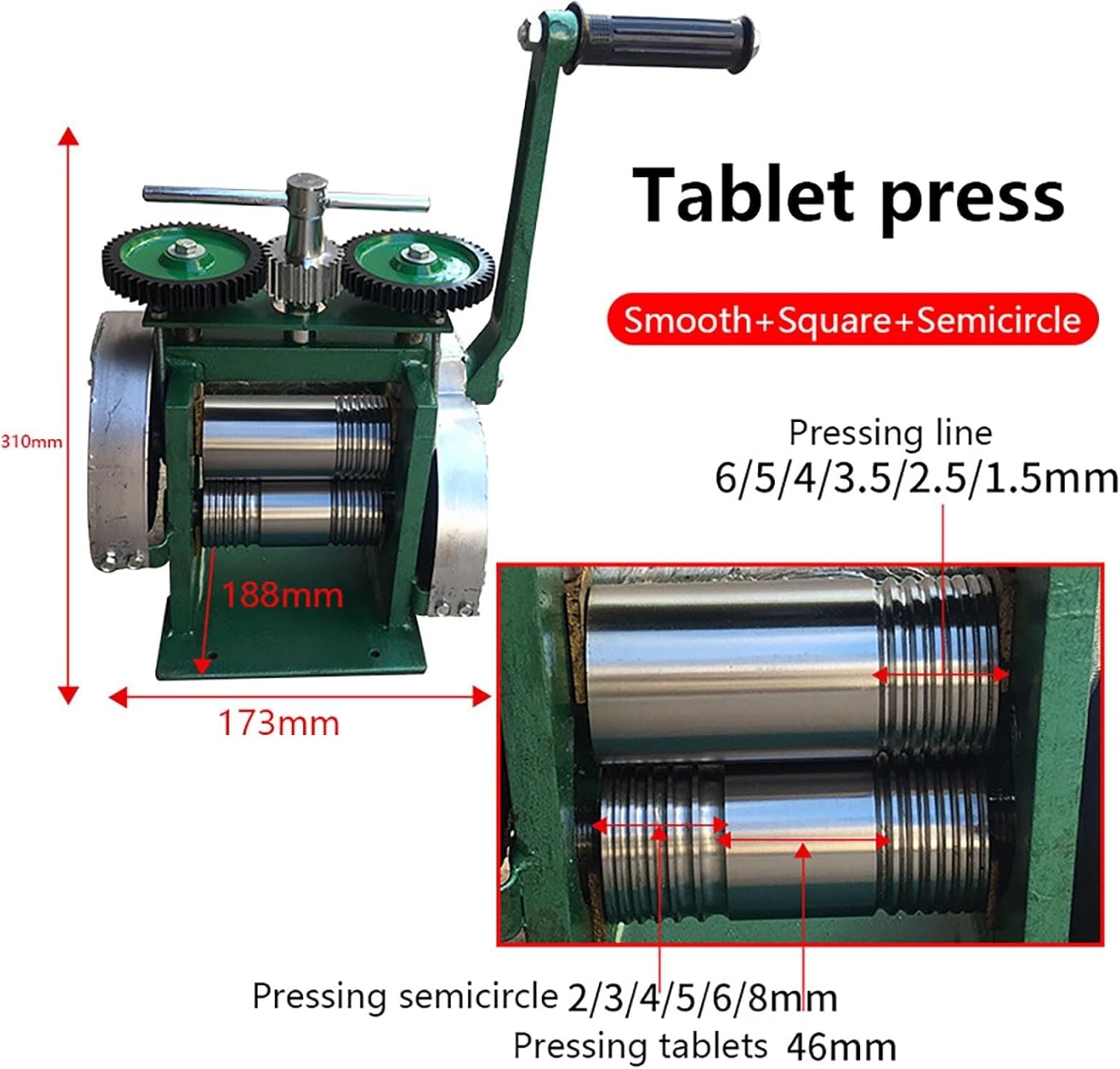圧延機 打錠機 彫金ローラー プレス工具 半円形 手動式 金属加工用 ジュエリー作り用 圧延機 手動圧延機 彫金工具 手動ローリングミルマシン  75mm 彫金ローラー ジュエリー圧延機 錆び防止 ジュエリー打錠 冷間圧延金属用 鉄素材 耐摩耗性 交換簡単 日用品・文房具・手芸 ...